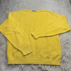 Vintage TLC Men's M Yellow 100% Cotton Crew Sweater Preppy Heritage Dopamine